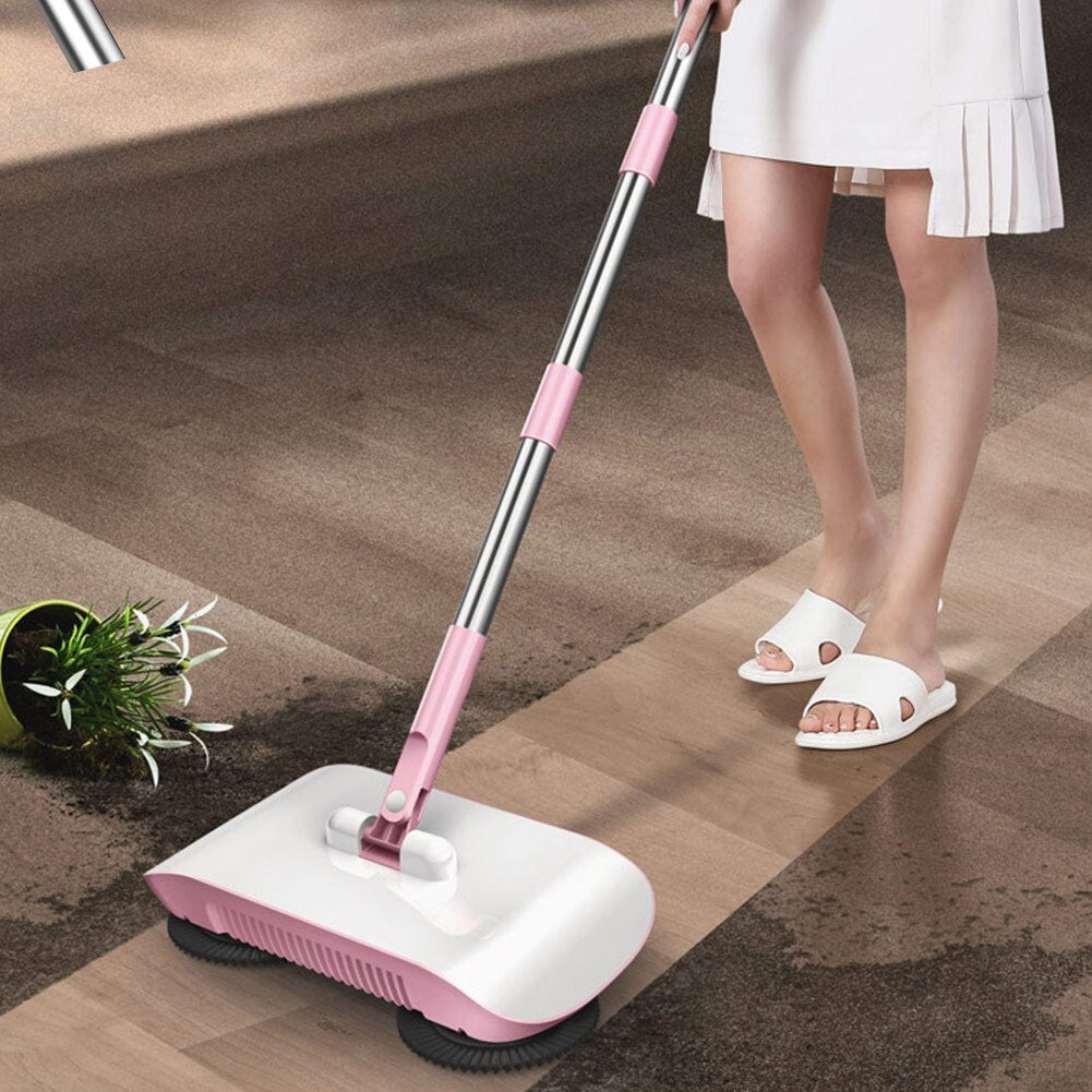 All-in-One Hand Push Sweeper – Household Broom, Dustpan & Mop Machine
