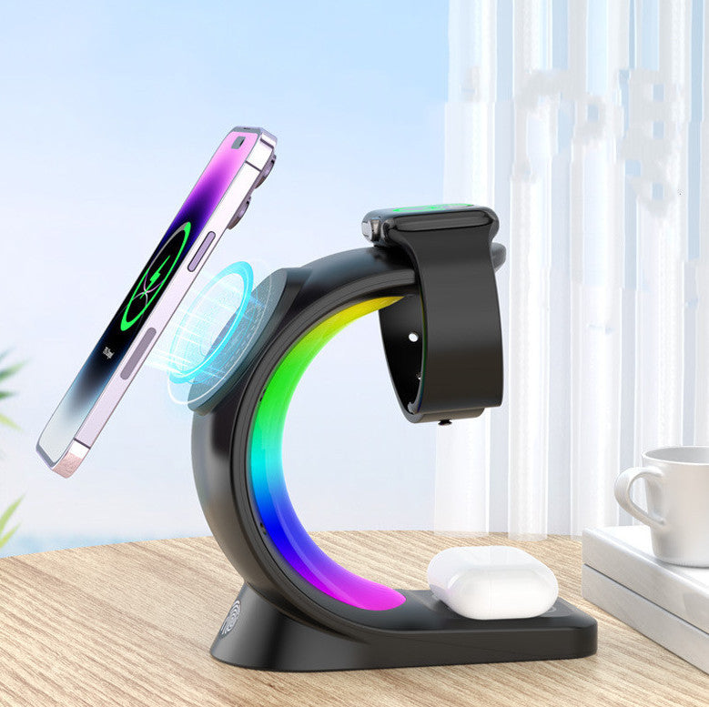 4-in-1 Magnetic Wireless Charger – Fast Charge for iPhone, Watch & AirPods with Ambient Light
