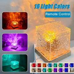 16-Color LED Water Ripple Projection Lamp – USB Rotating RGB Night Light for Home Decor