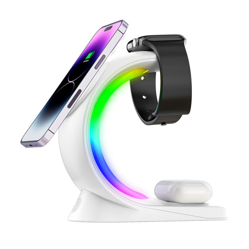 4-in-1 Magnetic Wireless Charger – Fast Charge for iPhone, Watch & AirPods with Ambient Light