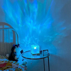 16-Color LED Water Ripple Projection Lamp – USB Rotating RGB Night Light for Home Decor