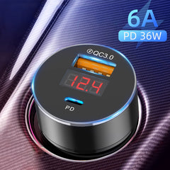 Multi-Function Digital Display Qc3.0 Single Usb Car Charger